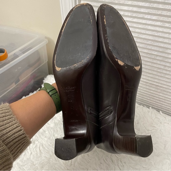 Cole Haan Made in Italy Brown All Leather Mid Boots, side zip low heel sz 11 AA - Picture 6 of 11